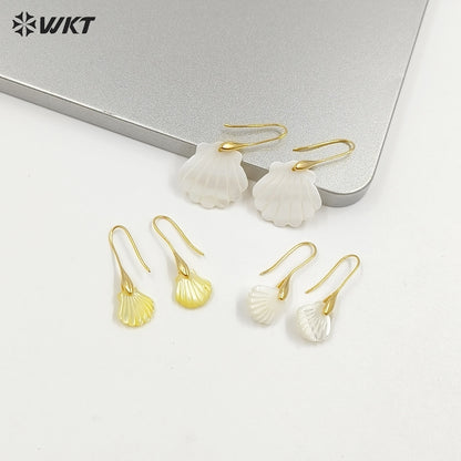 WT-MPE161 Newest Summer Holiday Style Elegant Vintage Women Scallop Shell Dangle Earrings For Sea Travel