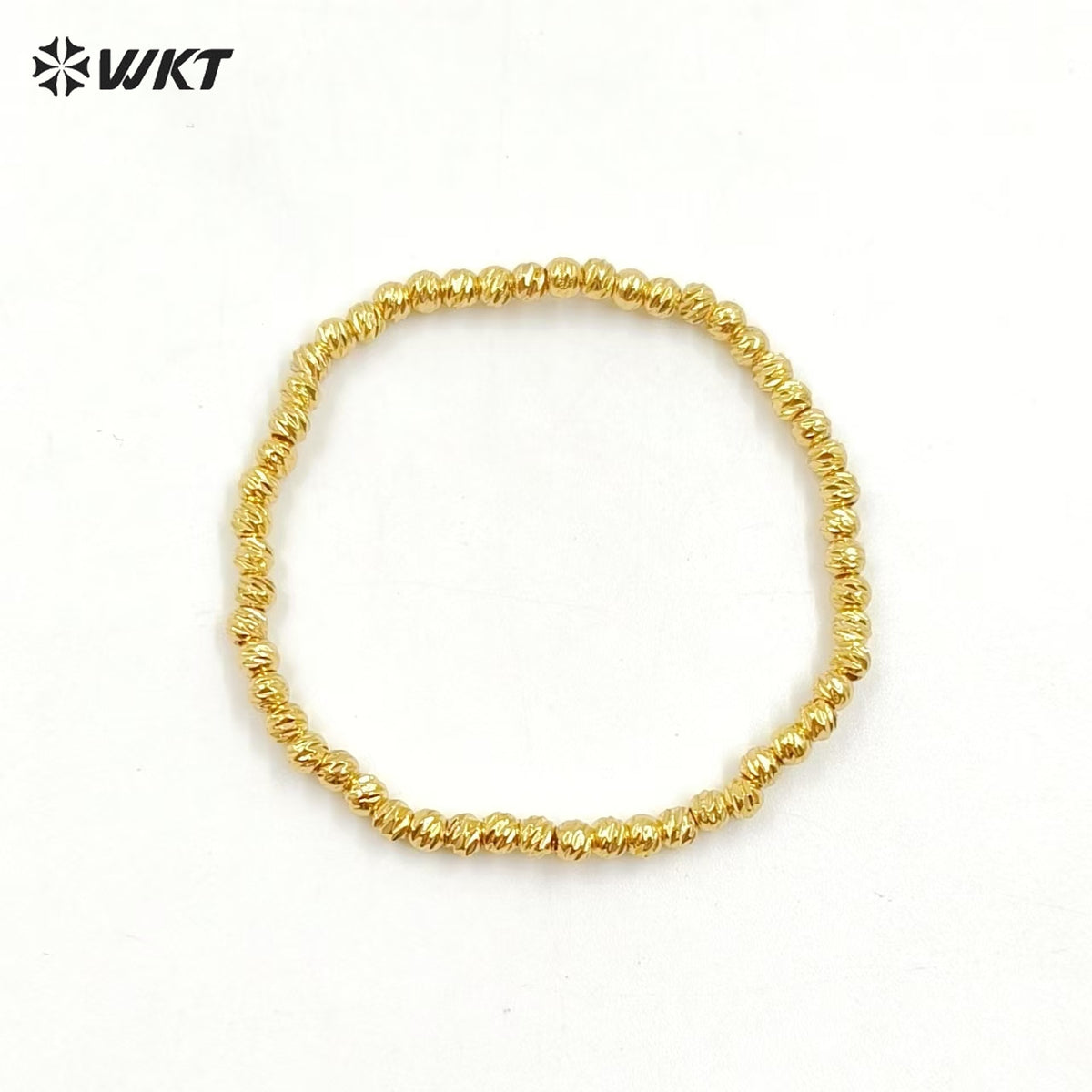 WT-JF340 Wholesale New Fashion 18K Gold Faceted Shinny Round Brass Beads Women Bracelets With Closure Lobster