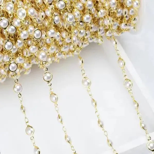 WT-RBC220 Amazing Unique Artificial Pearl Beads Jewelry Chain Women DIY Handmade Round Beads Necklace Chain in 5 Meters