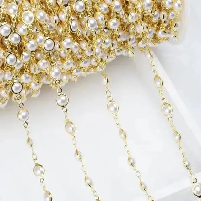 WT-RBC220 Amazing Unique Artificial Pearl Beads Jewelry Chain Women DIY Handmade Round Beads Necklace Chain in 5 Meters