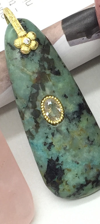 WT-P2148 New Arrival Round Zircon And Various Natural Gemstones Long Gold Pendants For Lady Elegant Earrings DIY Decoration