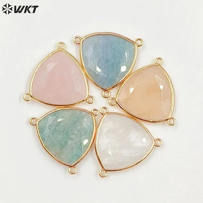 WT-C322 Trendy Design Colorful Stone & Aqua Marine for Jewelry Findings Stone for Bracelet Gemstone Connectors