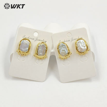 WT-MPE188 Exclusive Elegant 18K Gold Plated Natural Freshwater Pearl Earrings With Hoops For Women DIY Fashion Jewelry