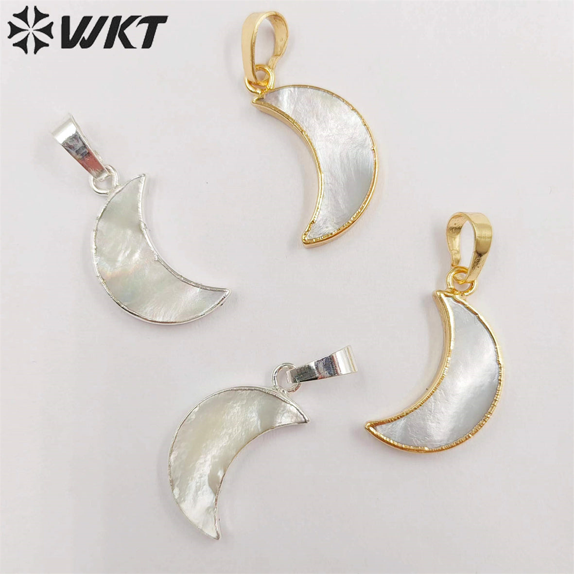WT-P1253 WKT New Fashion Unique Design Popular Jewelry Moon Shape Real Gold Plated Elegant Shell Pendant