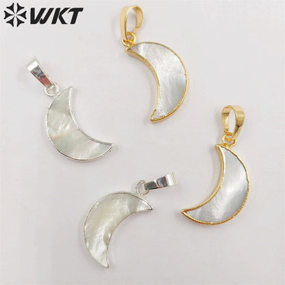WT-P1253 WKT New Fashion Unique Design Popular Jewelry Moon Shape Real Gold Plated Elegant Shell Pendant