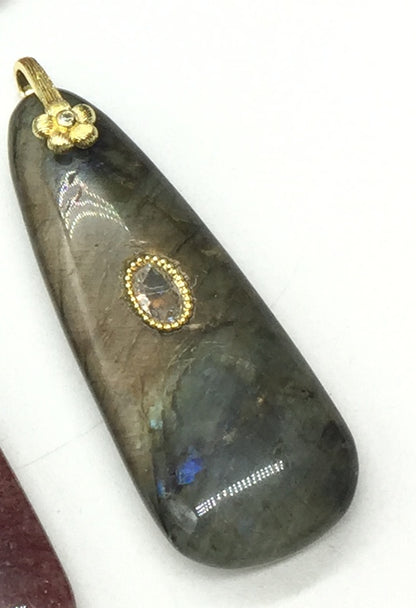 WT-P2148 New Arrival Round Zircon And Various Natural Gemstones Long Gold Pendants For Lady Elegant Earrings DIY Decoration