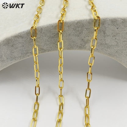 WT-BC227 WKT New 18K Real Gold Plated Resist Tarnishable Square Link Cross Chain Findings for Jewelry Design