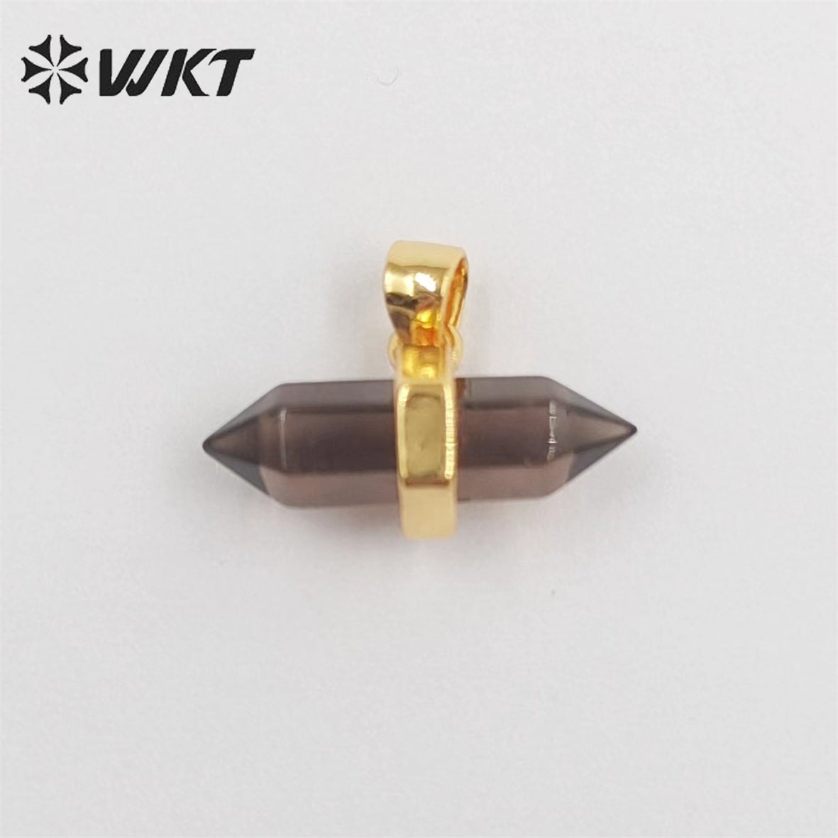 WT-P1902 Wholesale New Delicate Precious Gemstone Double Point Stone Charms Energy Healing Quartz Point Pendant