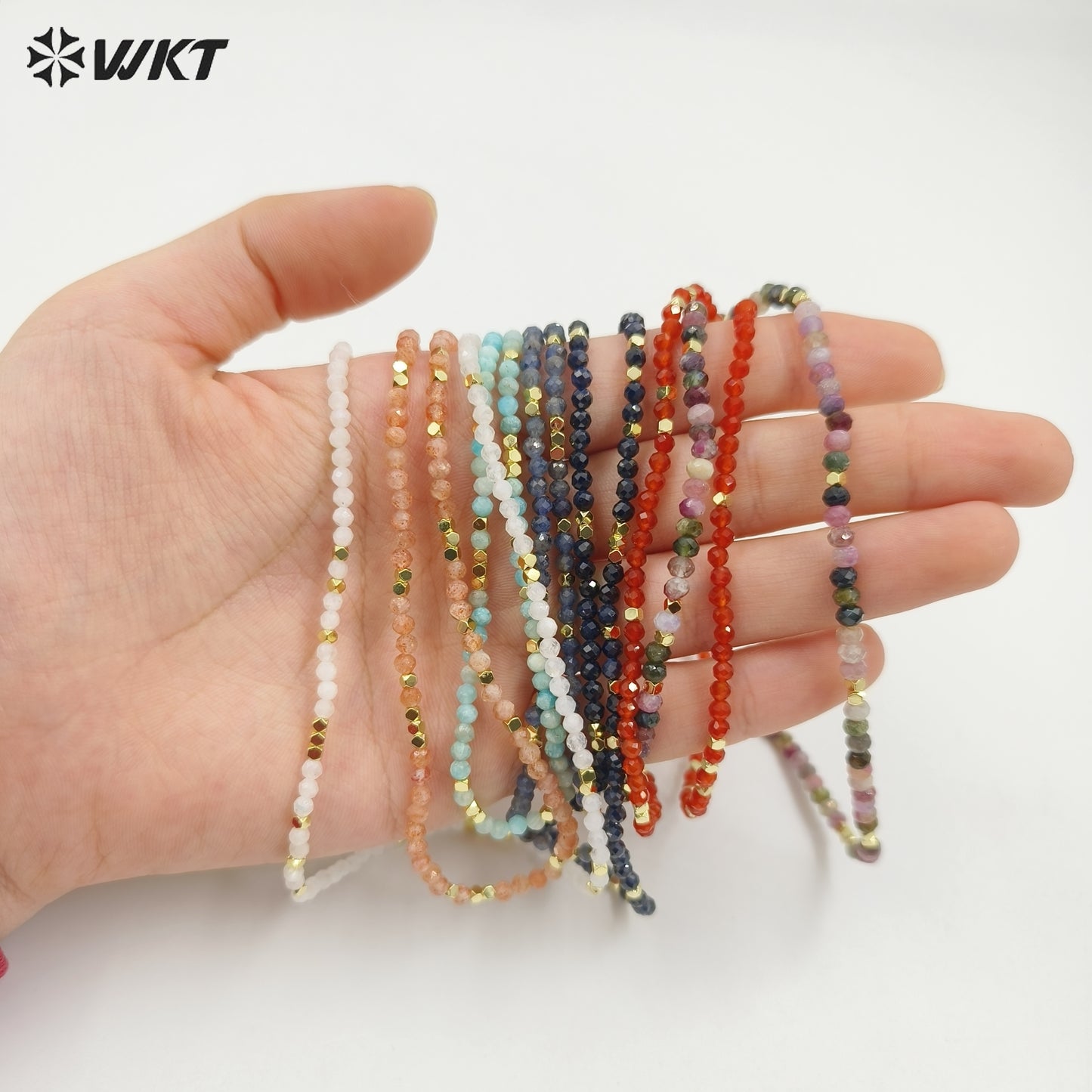 WT-N1443 WKT Best 2023 Newest Natural Aura Cluster Quartz Necklace Women Simple Hoop Aura 3MM Stone Beads Necklace