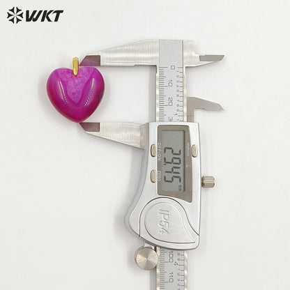 WT-P2125 Gorgeous Fashion Colorful Natural Gemstones Heart Shape Gold Pendants For Female Romantic Necklace Making Design