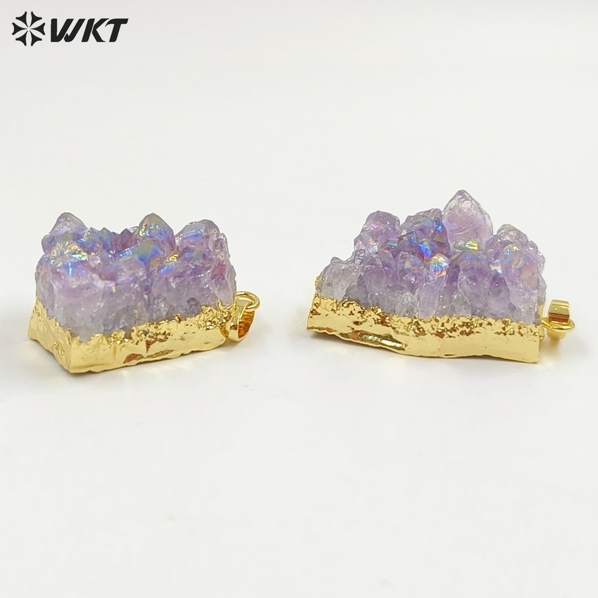 WT-P972 Exclusive Flame Angel Amethyst Pendant Angel Stone,natural Amethyst Pendant with Flame Angel Charm Amethyst Wholesale