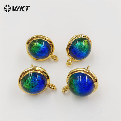 JFE78 Amazing Fashion 18k Real Gold Plated Coloured Glaze Studs Earrings Women Handmade Jewelry Accessory Findings Earrings