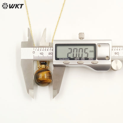 WT-N1442 WKT Best 2023 Newest Natural Aura Cluster Quartz Women Simple Hoop Aura Perfume Bottle Necklace