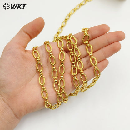 WT-BC258 New Styles 18k Real Gold Plated Yellow Brass Chain Resist Tarnished Hammer Pattern Big Metal Chain for Necklace Design