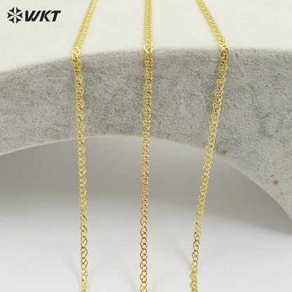 WT-BC237 Wholesale Private Label Simple and Small 18K Gold Plated Natural Yellow Brass Thin Chain DIY Bracelet Necklace Jewelry