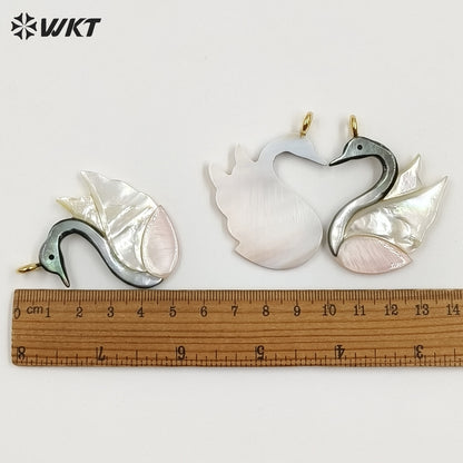 WT-JP505 New Arrival Design Natural Shell White Swan Shape Gold Pendant As Women Handmade Necklace Jewelry DIY Accessories