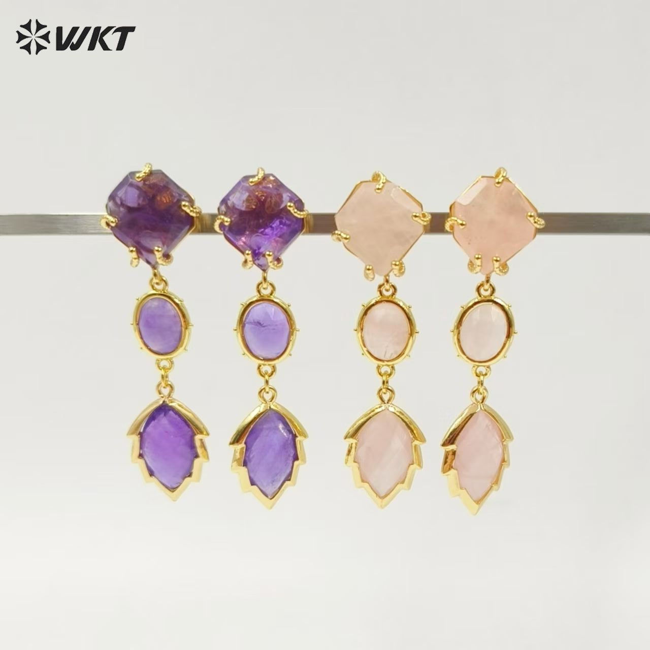 WT-E776 New Design Gemstones Ladies Earrings Colorful Stone for Women Jewelry in Holiday Parties Elegant Accessory