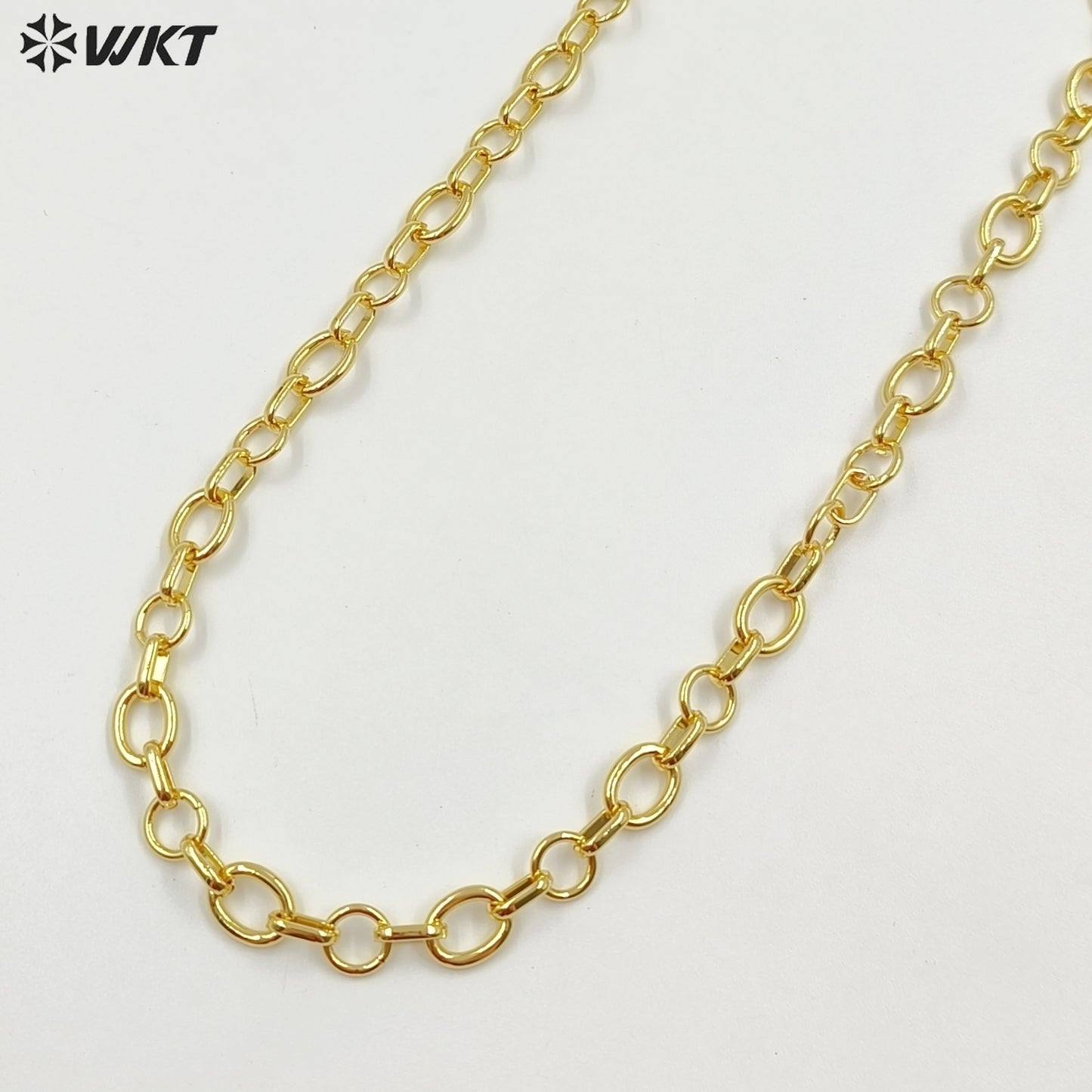 WT-BC266 Popular Trendy Gold Electroplated Yellow Brass Round Thick Metal Chain For Simple Necklace Bracelet DIY Design