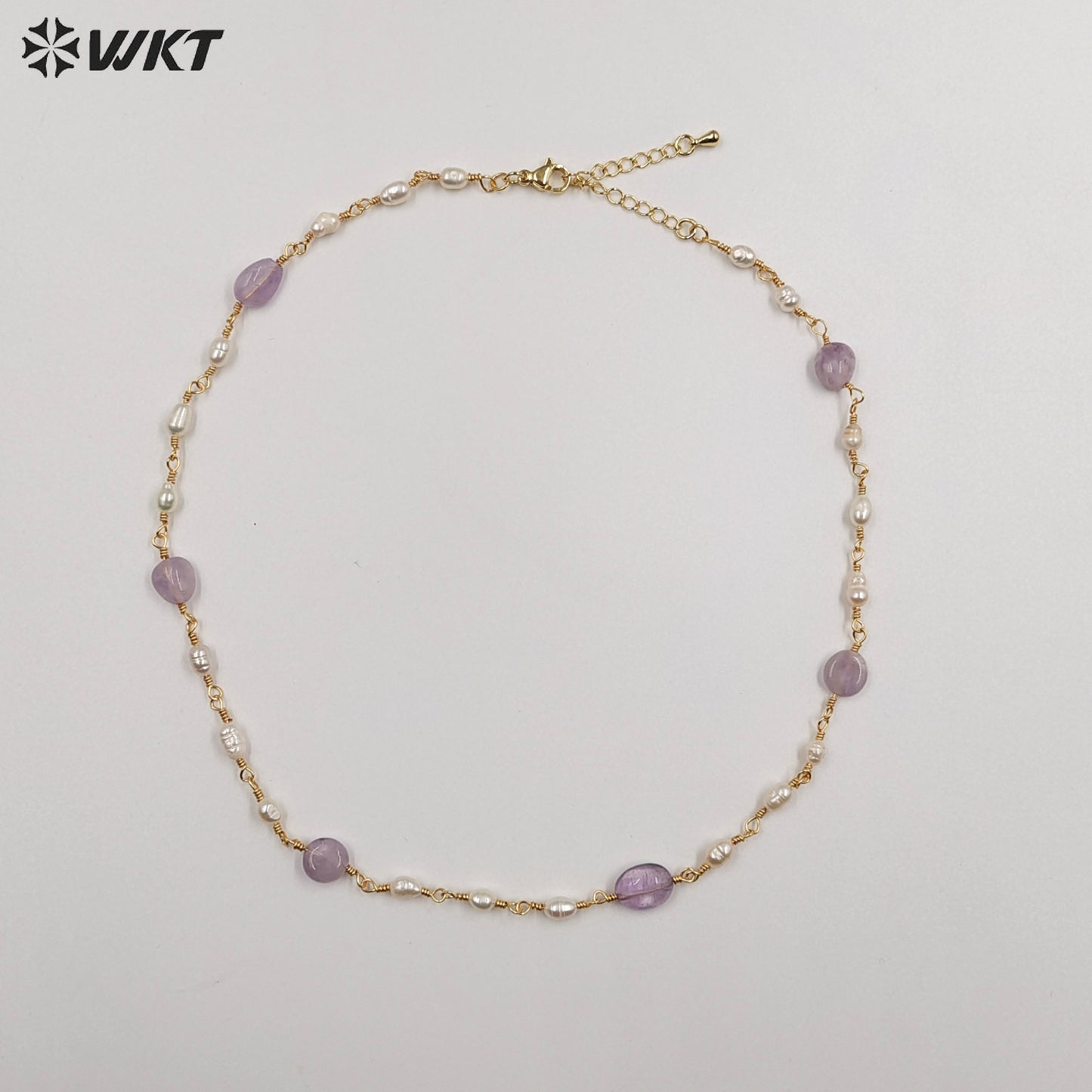 WT-JN246 Wholesale Vintage Pearl and Stone Natural 18k Chain Gold Plated Exquisite High Quality Beads Necklace