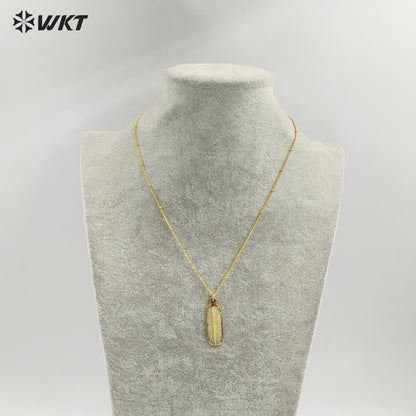 WT-N1081 WKT Wholesale Hot Natural Shell Carved Feather Charming 18k Real Gold Plated Cable Beaded Link Chain Shell Necklace