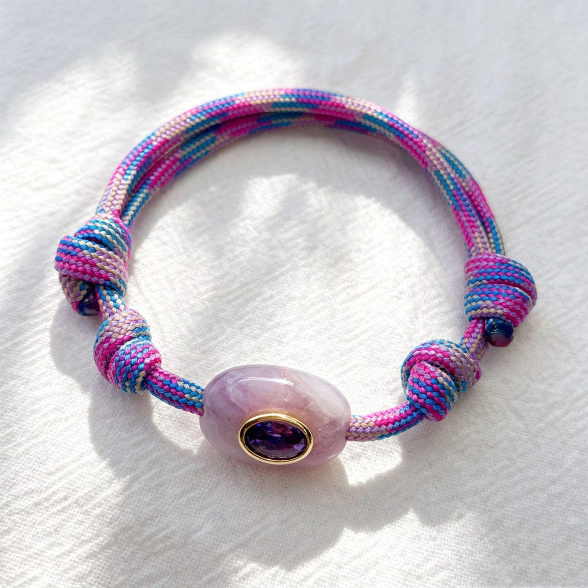 WT-MB131 Popular Ethnic Style Cord With Natural Gemstone And Zircon Pendant Handmade Bracelets For Women Men Wearing Accessory