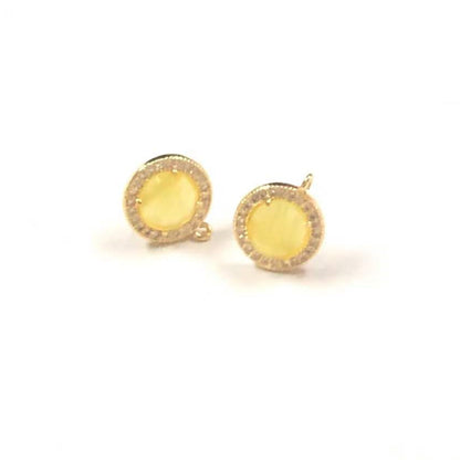 ME083 Cute Colorful Natural Gemstone Cat Eye Earrings Cubic Zircon Earrings Elegant Women Natural Gemstone Ring