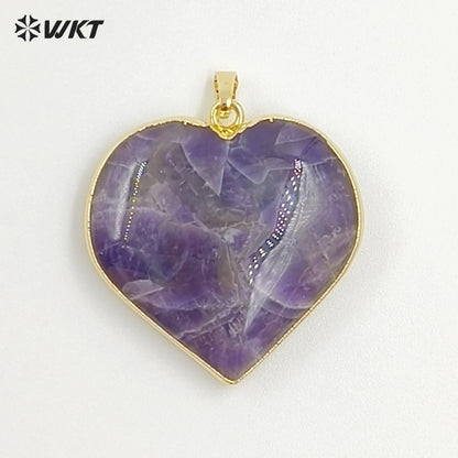 WT-P2126 Popular Romantic Style Gold Electroplated Natural Gemstone Heart Shape Pendants For Women Lovely Handmade Necklace DIY