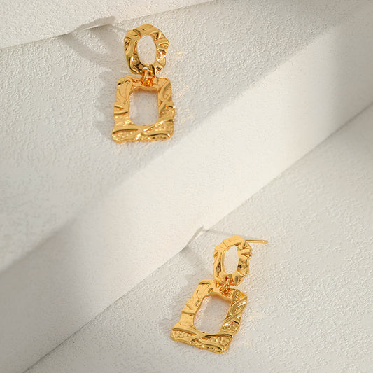 WT-JFE90 Retro Style Twisted Fried Dough Twists Doughnut 18k Gold Plated Copper Plating TRENDY Earring Findings