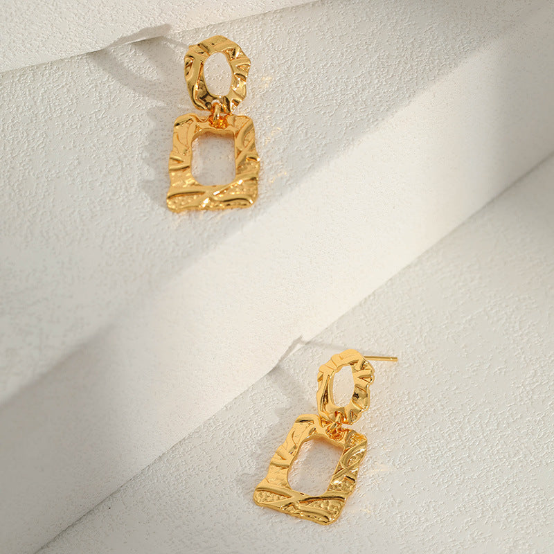 WT-JFE90 Retro Style Twisted Fried Dough Twists Doughnut 18k Gold Plated Copper Plating TRENDY Earring Findings