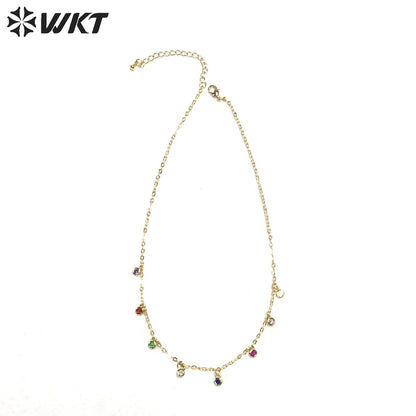WT-BFN028 WKT Popular Trendy Fashion Sexy Choker Necklace for Women Shiny Cubic Zircon Luxury Necklace Jewelry Gift
