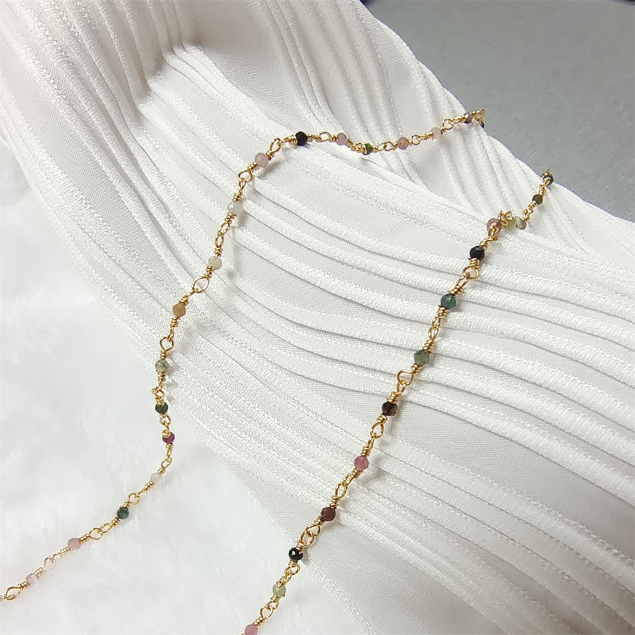 WT-BFN019 Wholesale Fashion Colorful Natural Stone Beads Rosary Chain Cute Double Hook Necklace Jewelry for Women Birthday Gift