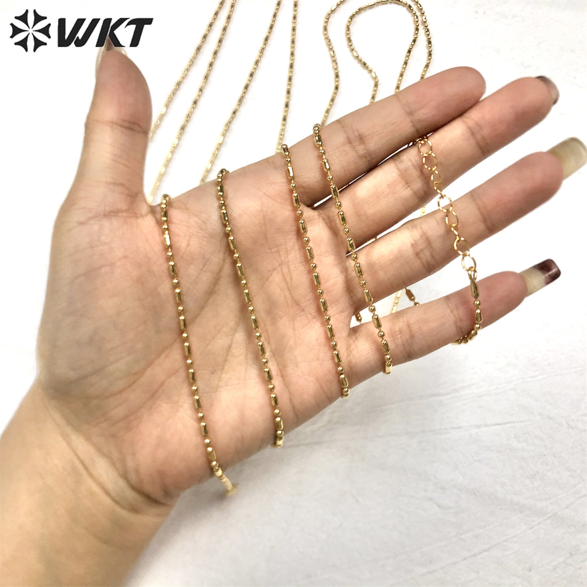 WT-BFN027 Cool Long Double Layer Wearing Gold Plated Yellow Brass Vine Chain Necklace Chains High Quality Jewelry Accessories