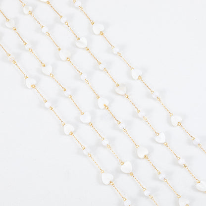 WT-STS021 Good Quality Natural Shell Heart Star Round Shape Stainless Steel Jewelry Chain As Handmade Necklace Accessory