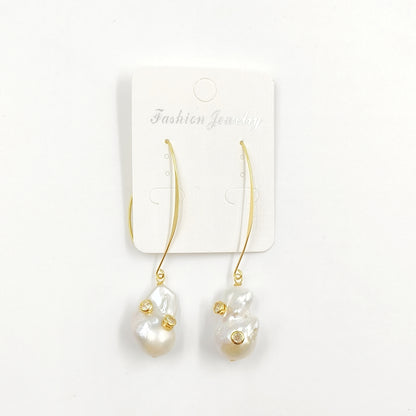 WT-E527 New Arrival Fashion Vintage Trendy Gift for Women Baroque Pearl Powders Are Available Stone Stallite Quartz Earring