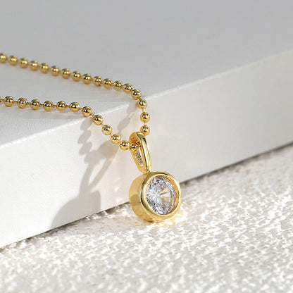 WT-MN1004 Newest Trendy 18K Gold Plated Cubic Zircon Heart Round Little Pendant Necklace As Women Elegant Jewelry Accessory