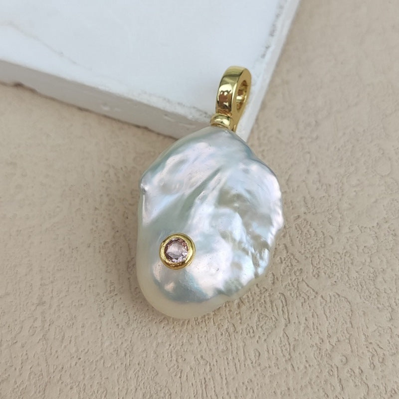WT-JP529 Good Qualify Colorful Zircon And Natural Pearl Gold Pendant For Women Elegant Fashion Style Earrings Jewelry Making