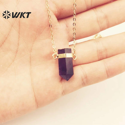 WT-N1378 Echanting Crystal Clear Pendant Elegant with 18k Gold Plated Necklace As Women Jewelry Gift Natural Crystal Necklace