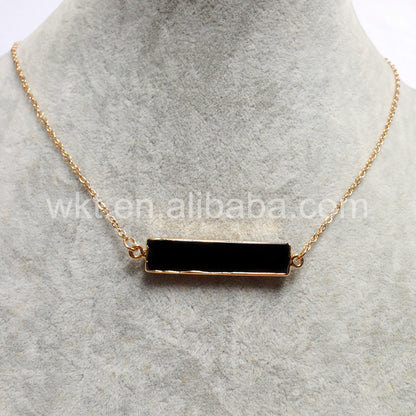 WT-N719 WKT Wholesale Fashion Style Rectangle Shape Necklace Generous Black Agate Necklace