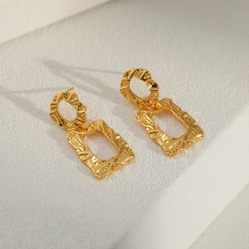 WT-JFE90 Retro Style Twisted Fried Dough Twists Doughnut 18k Gold Plated Copper Plating TRENDY Earring Findings