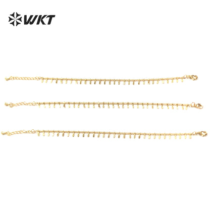WT-JF336 WKT Amazing Exquisite Gold Plated Brass Mini Leaf Bracelets Lady Wrist Bracelet Jewelry Lobster Clasp