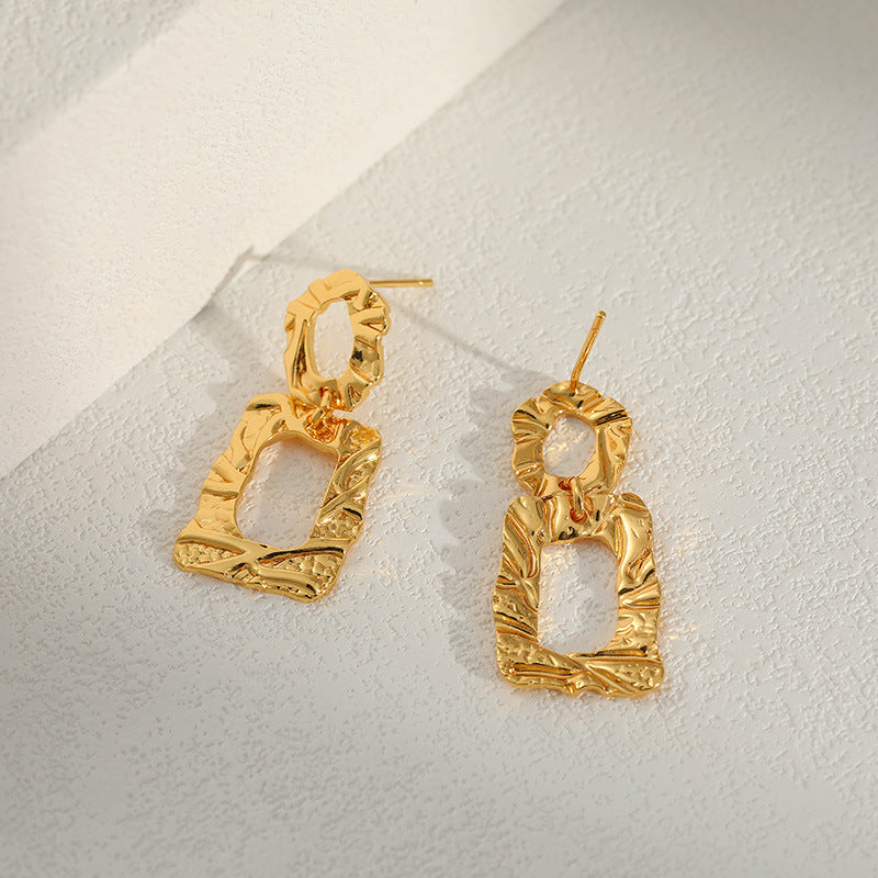 WT-JFE90 Retro Style Twisted Fried Dough Twists Doughnut 18k Gold Plated Copper Plating TRENDY Earring Findings
