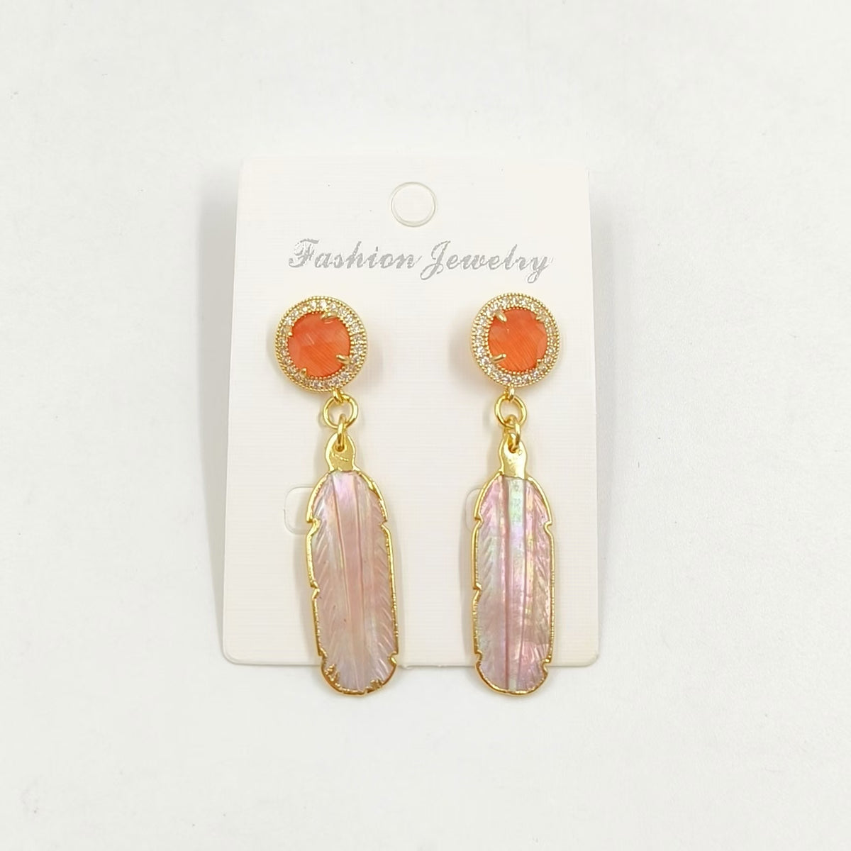 WT-MPE145 Best Selling Stylish Elegant 18K Gold Plated Natural Colorful Patterned Shell Cat Eye Women Earrings As Special Gift