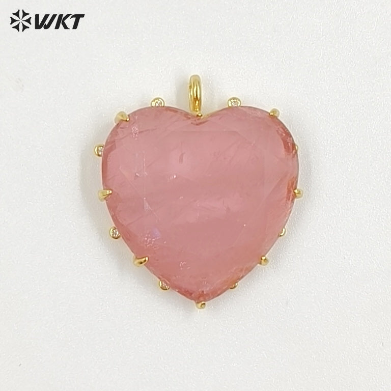 WT-P2101 Newest Popular Charms Gold Electroplated Colorful Stones Heart Shape Pendants As Women Romantic Jewelry Presents