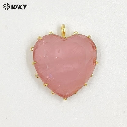 WT-P2101 Newest Popular Charms Gold Electroplated Colorful Stones Heart Shape Pendants As Women Romantic Jewelry Presents