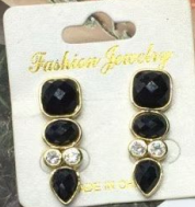WT-E812 Newest Fashion Design Gold Plated Zircons And Three Natural Gemstones Drop Earrings As Lady Elegant Jewelry Gift