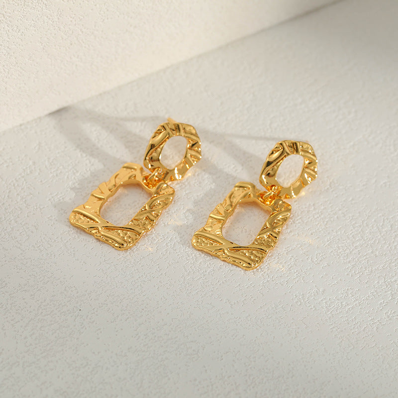 WT-JFE90 Retro Style Twisted Fried Dough Twists Doughnut 18k Gold Plated Copper Plating TRENDY Earring Findings