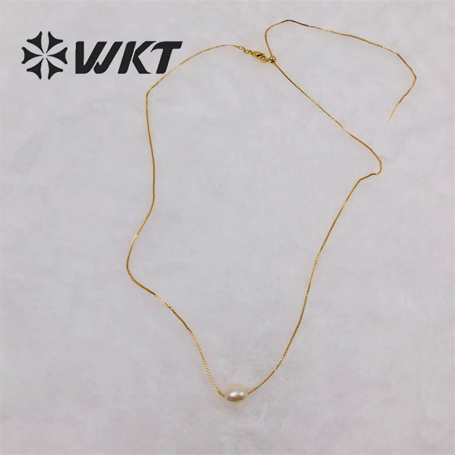 WT-JN163 Baroque Irregular Round Natural Freshwater Pearl Necklaces Black Pearl Necklace Marine Life Charms for Wedding Jewelry