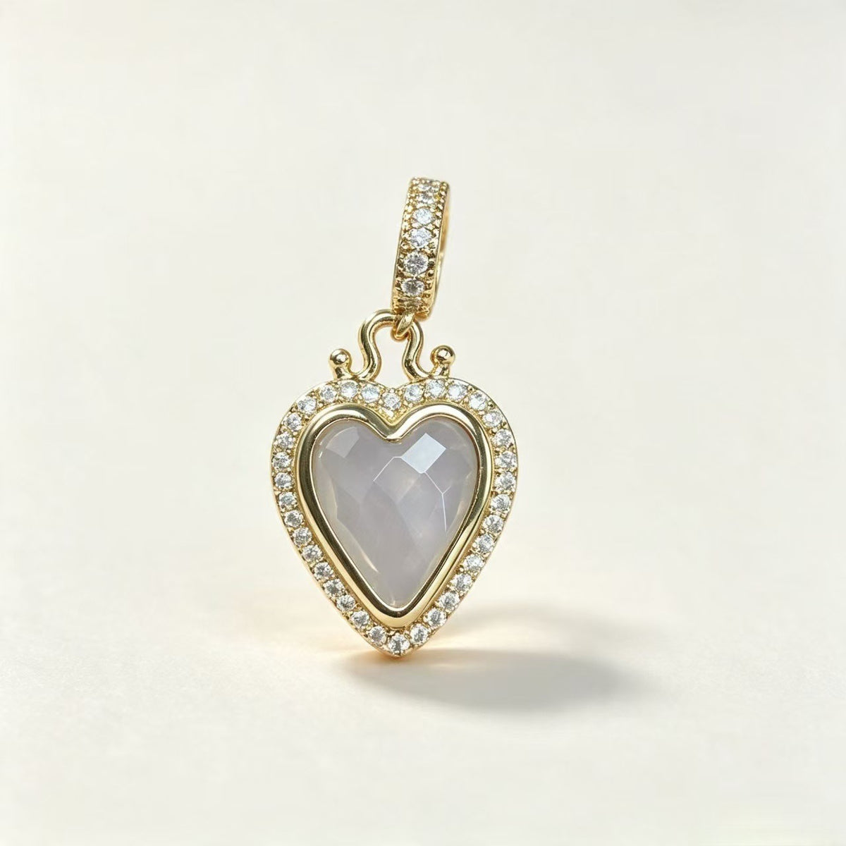 WT-MP335 Wonderful Romantic 18K Gold Plated Zircon And Natural Gemstone Heart Shape Little Pendants For Earrings Necklace Making