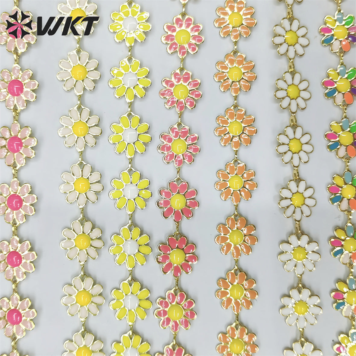 WT-RBC215 Newest Fashion Colorful Enamel Flower Chain Unique Global Chrysanthemum Chain for Women Jewelry Diy Design Chain