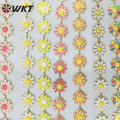 WT-RBC215 Newest Fashion Colorful Enamel Flower Chain Unique Global Chrysanthemum Chain for Women Jewelry Diy Design Chain